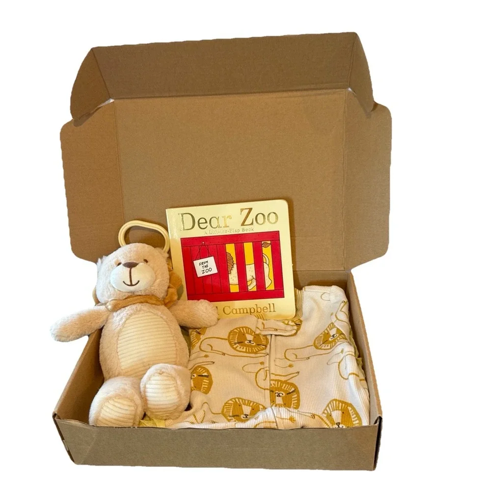 Baby Boy Shower Gift, Newborn Bedtime Gift Box, Infant Lion New Baby Welcome Box